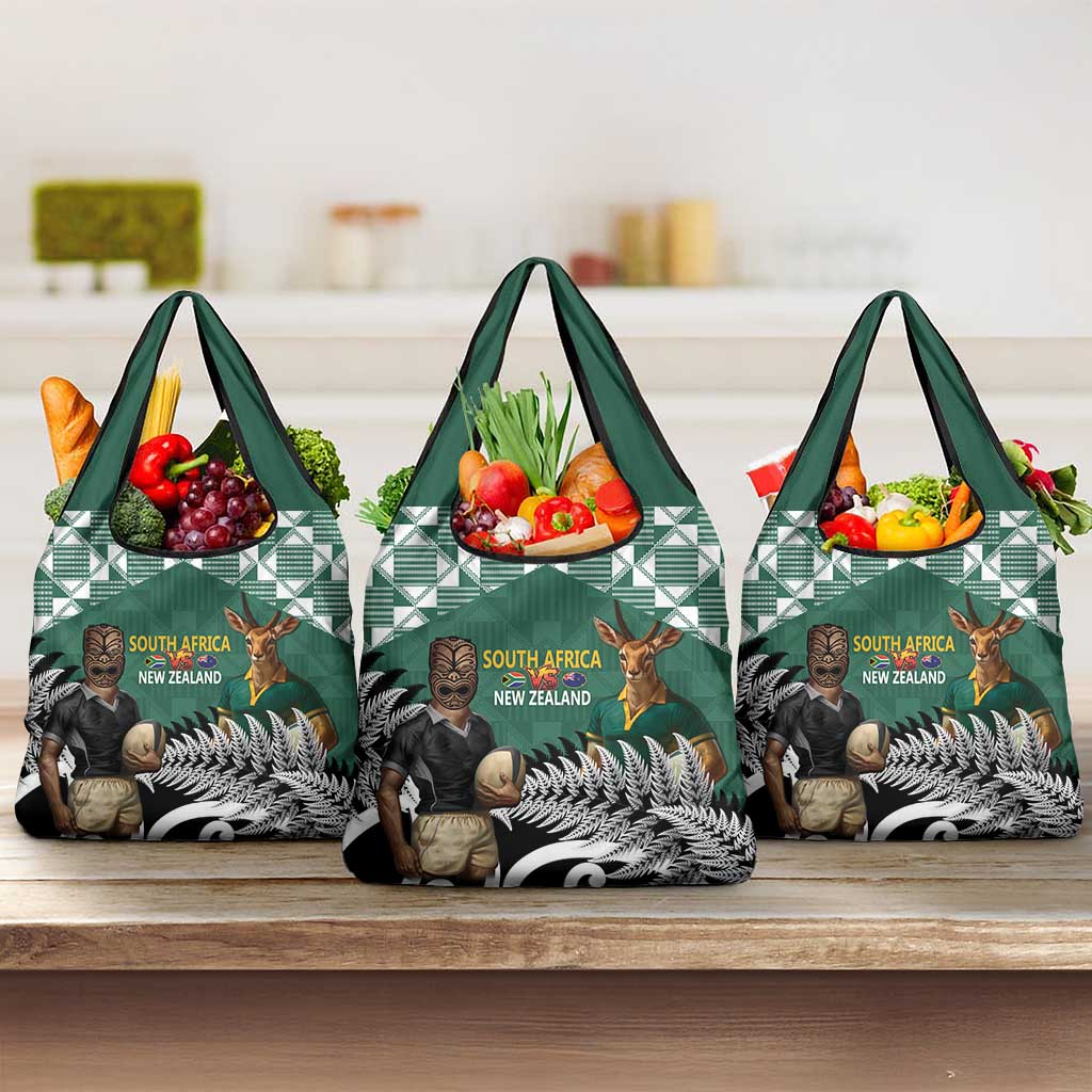 New Zealand South Africa Rugby Grocery Bag Springboks Kente All Black Maori Together - Aussie Hoodie