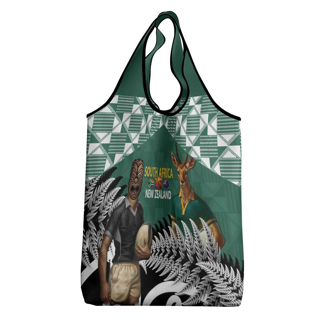New Zealand South Africa Rugby Grocery Bag Springboks Kente All Black Maori Together - Aussie Hoodie