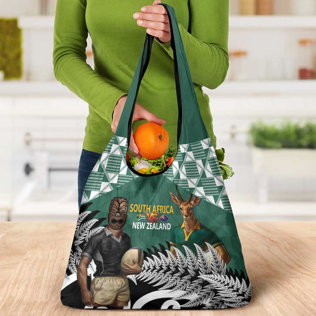 New Zealand South Africa Rugby Grocery Bag Springboks Kente All Black Maori Together - Aussie Hoodie