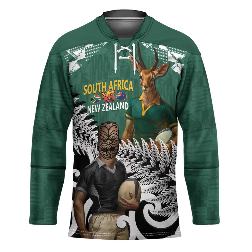New Zealand South Africa Rugby Custom Hockey Jersey Springboks Kente All Black Maori Together - Aussie Hoodie