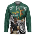 New Zealand South Africa Rugby Custom Hockey Jersey Springboks Kente All Black Maori Together - Aussie Hoodie