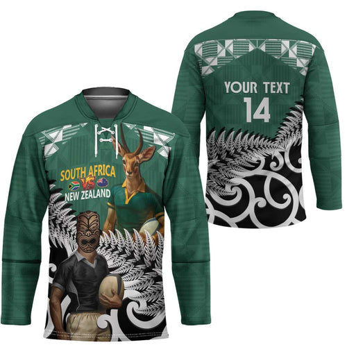 New Zealand South Africa Rugby Custom Hockey Jersey Springboks Kente All Black Maori Together - Aussie Hoodie