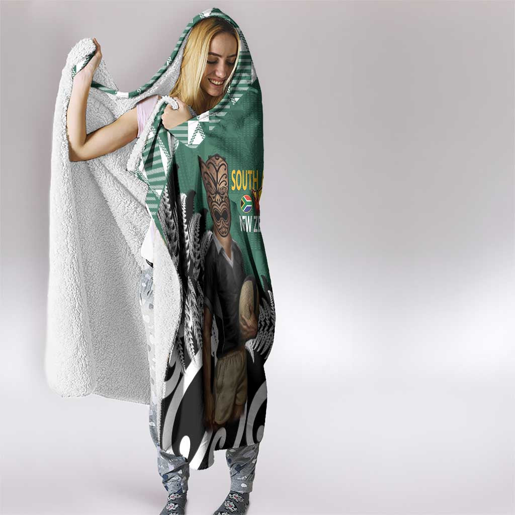 New Zealand South Africa Rugby Hooded Blanket Springboks Kente All Black Maori Together - Aussie Hoodie