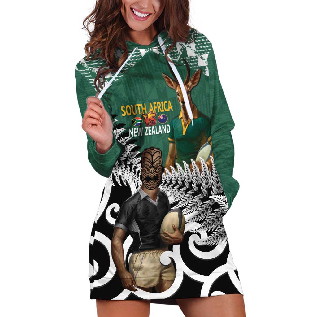 New Zealand South Africa Rugby Custom Hoodie Dress Springboks Kente All Black Maori Together - Aussie Hoodie