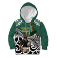 New Zealand South Africa Rugby Custom Kid Hoodie Springboks Kente All Black Maori Together - Aussie Hoodie