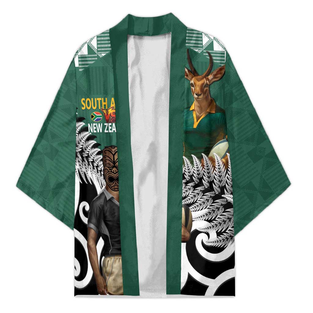 New Zealand South Africa Rugby Custom Kimono Springboks Kente All Black Maori Together - Aussie Hoodie