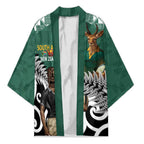 New Zealand South Africa Rugby Custom Kimono Springboks Kente All Black Maori Together - Aussie Hoodie