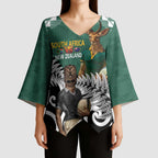 New Zealand South Africa Rugby Custom Kimono Sleeve Blouse Springboks Kente All Black Maori Together - Aussie Hoodie