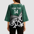 New Zealand South Africa Rugby Custom Kimono Sleeve Blouse Springboks Kente All Black Maori Together - Aussie Hoodie