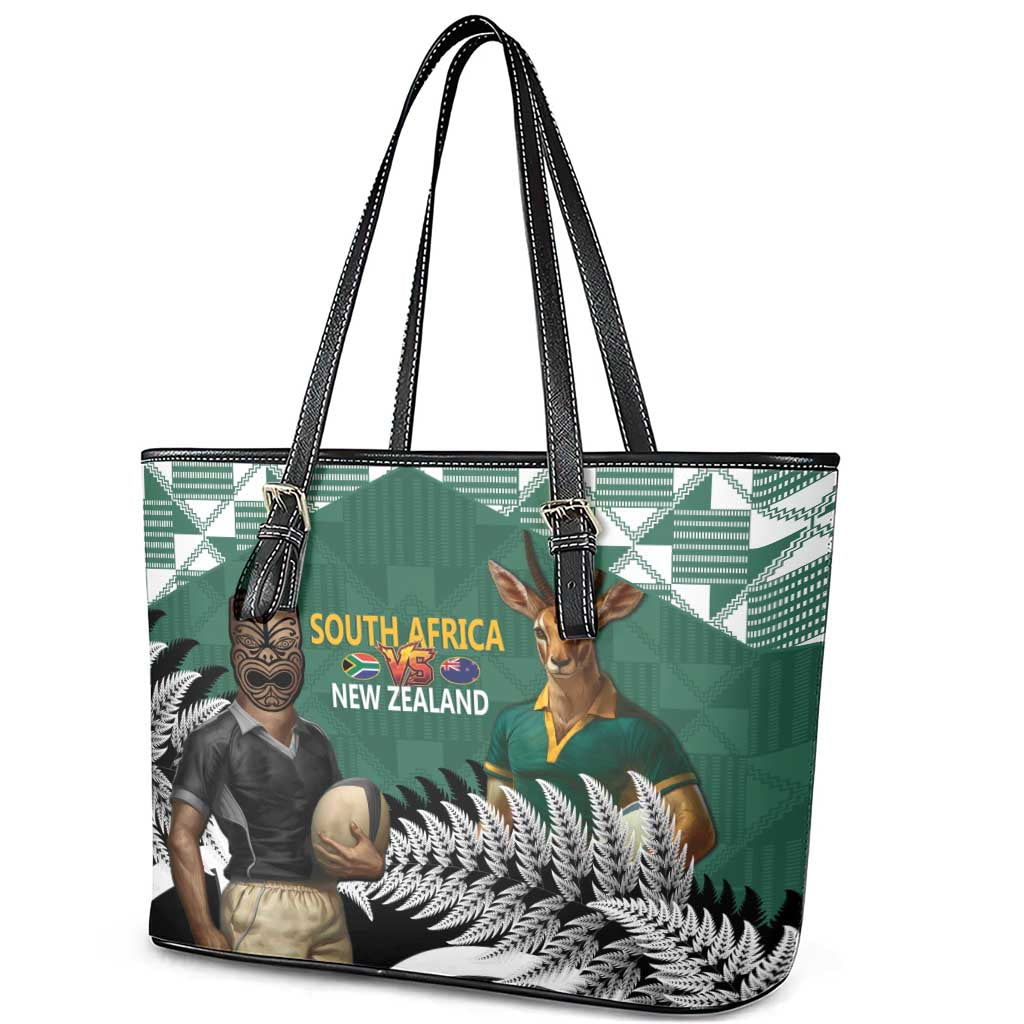 New Zealand South Africa Rugby Leather Tote Bag Springboks Kente All Black Maori Together - Aussie Hoodie
