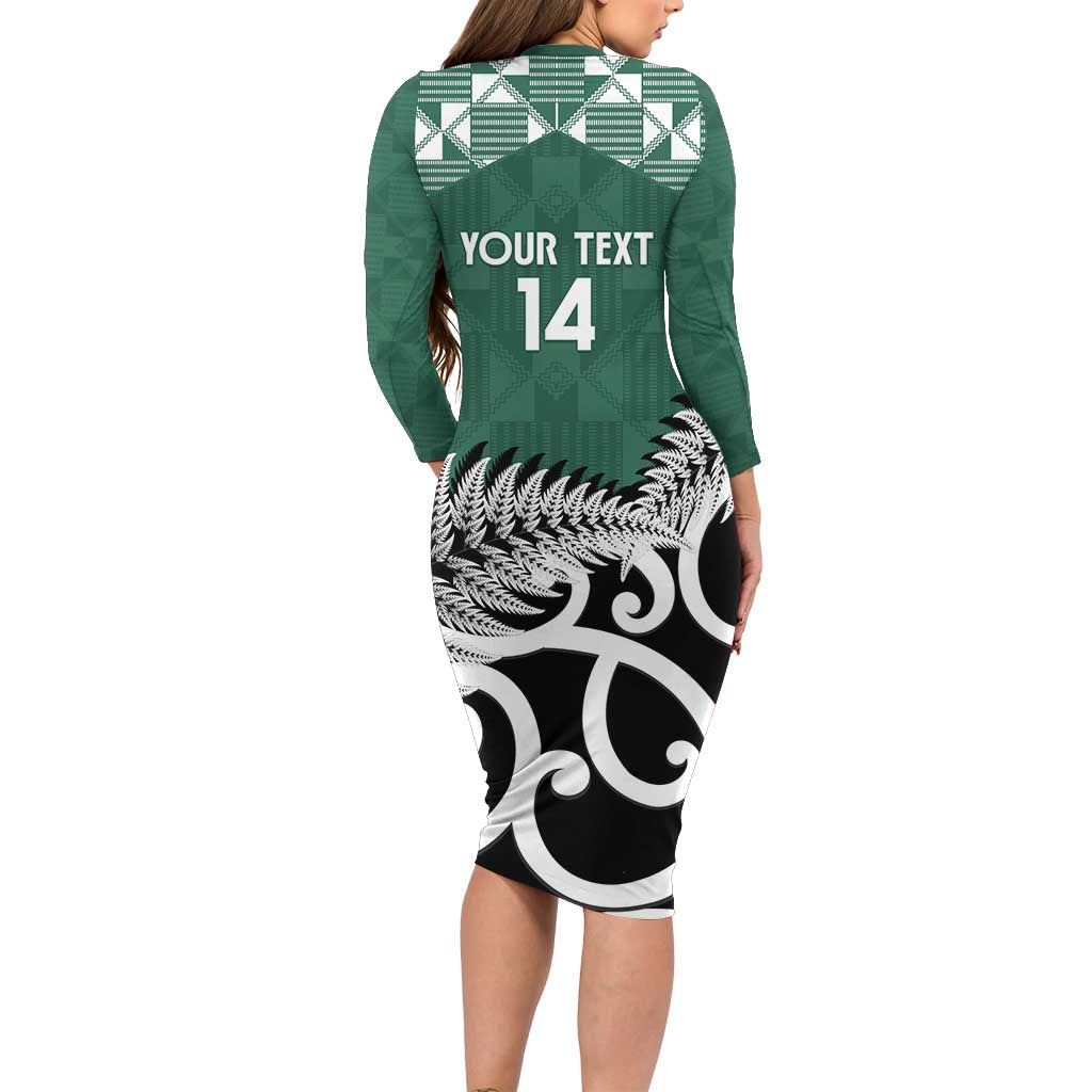 New Zealand South Africa Rugby Custom Long Sleeve Bodycon Dress Springboks Kente All Black Maori Together - Aussie Hoodie