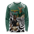 New Zealand South Africa Rugby Custom Long Sleeve Shirt Springboks Kente All Black Maori Together - Aussie Hoodie