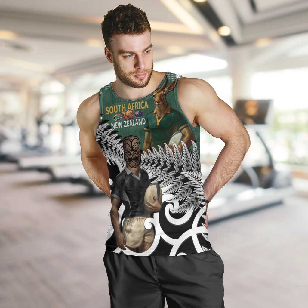New Zealand South Africa Rugby Custom Men Tank Top Springboks Kente All Black Maori Together - Aussie Hoodie
