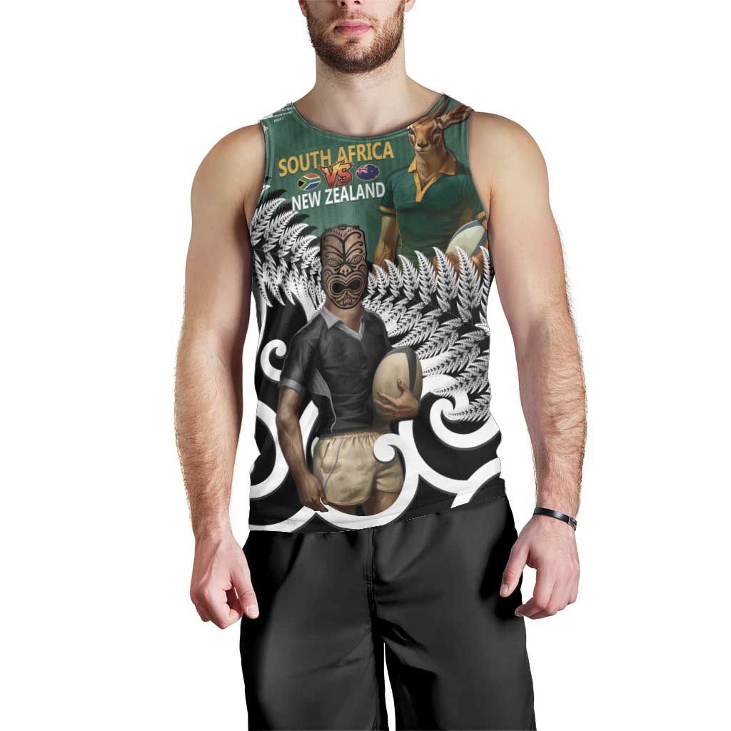 New Zealand South Africa Rugby Custom Men Tank Top Springboks Kente All Black Maori Together - Aussie Hoodie
