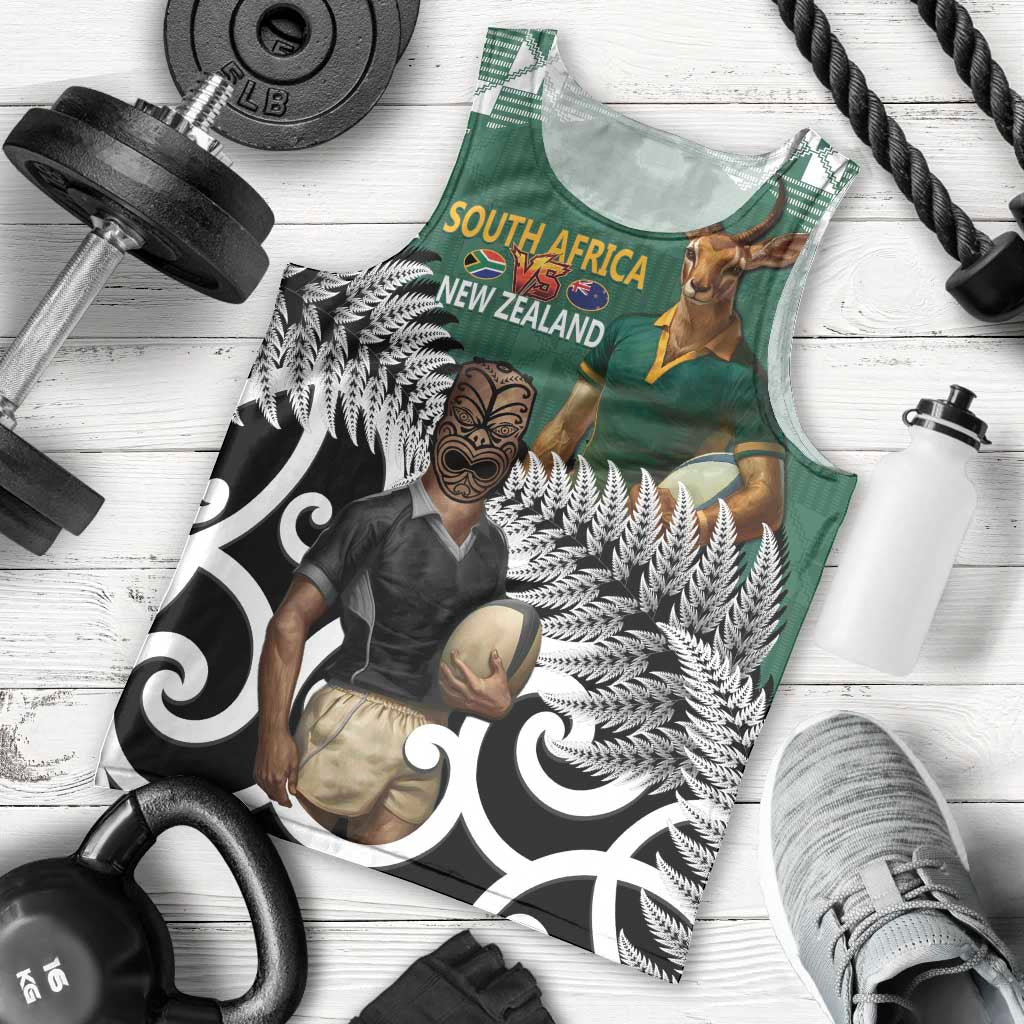 New Zealand South Africa Rugby Custom Men Tank Top Springboks Kente All Black Maori Together - Aussie Hoodie