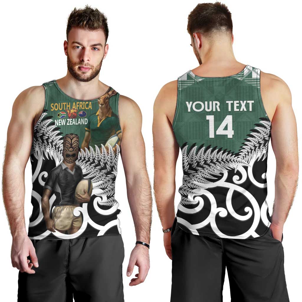 New Zealand South Africa Rugby Custom Men Tank Top Springboks Kente All Black Maori Together - Aussie Hoodie