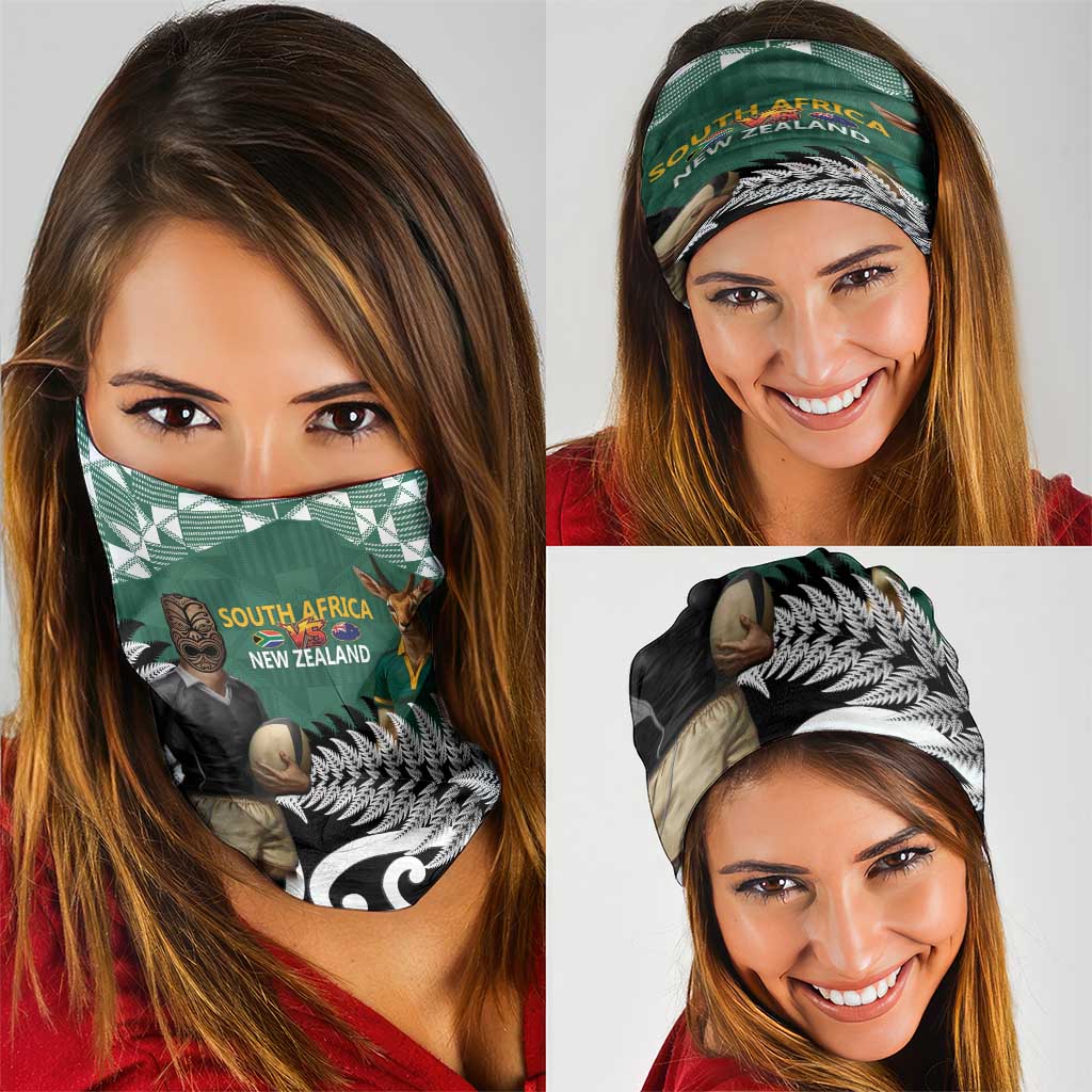 New Zealand South Africa Rugby Neck Gaiter Springboks Kente All Black Maori Together - Aussie Hoodie