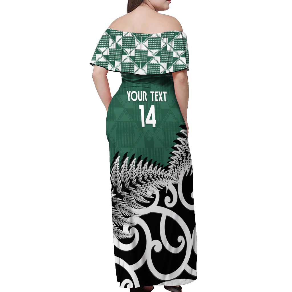 New Zealand South Africa Rugby Custom Off Shoulder Maxi Dress Springboks Kente All Black Maori Together - Aussie Hoodie
