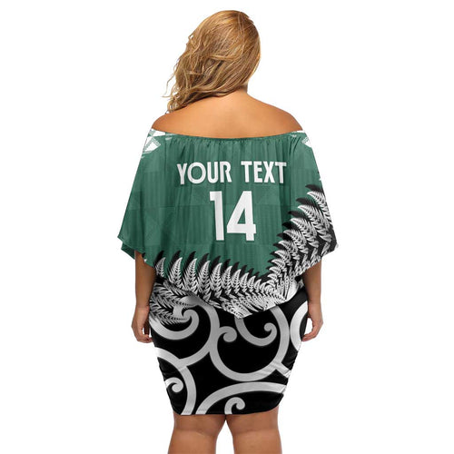 New Zealand South Africa Rugby Custom Off Shoulder Short Dress Springboks Kente All Black Maori Together - Aussie Hoodie