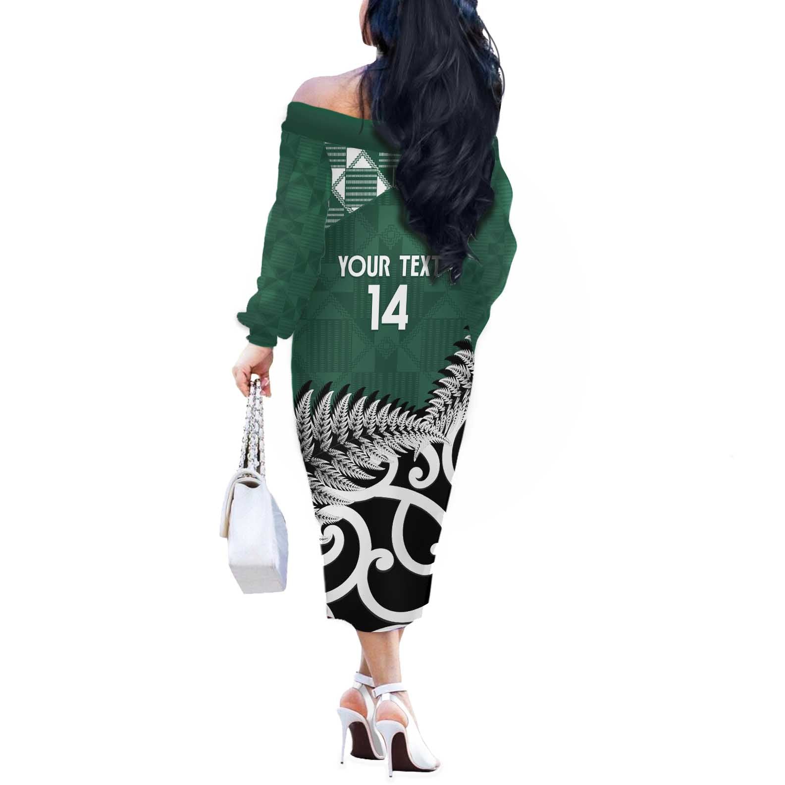 New Zealand South Africa Rugby Custom Off The Shoulder Long Sleeve Dress Springboks Kente All Black Maori Together - Aussie Hoodie