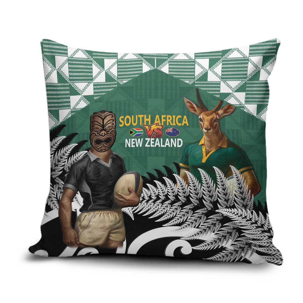 New Zealand South Africa Rugby Pillow Cover Springboks Kente All Black Maori Together - Aussie Hoodie