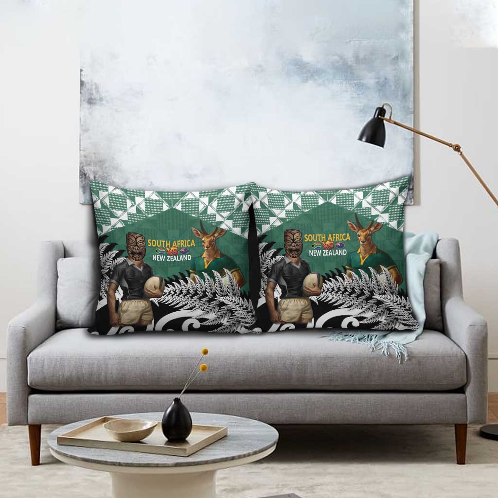 New Zealand South Africa Rugby Pillow Cover Springboks Kente All Black Maori Together - Aussie Hoodie