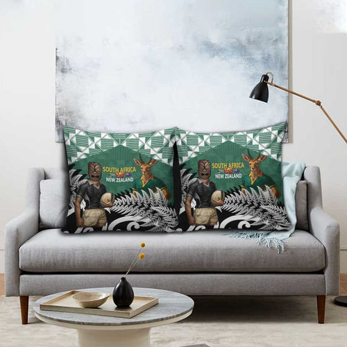 New Zealand South Africa Rugby Pillow Cover Springboks Kente All Black Maori Together - Aussie Hoodie