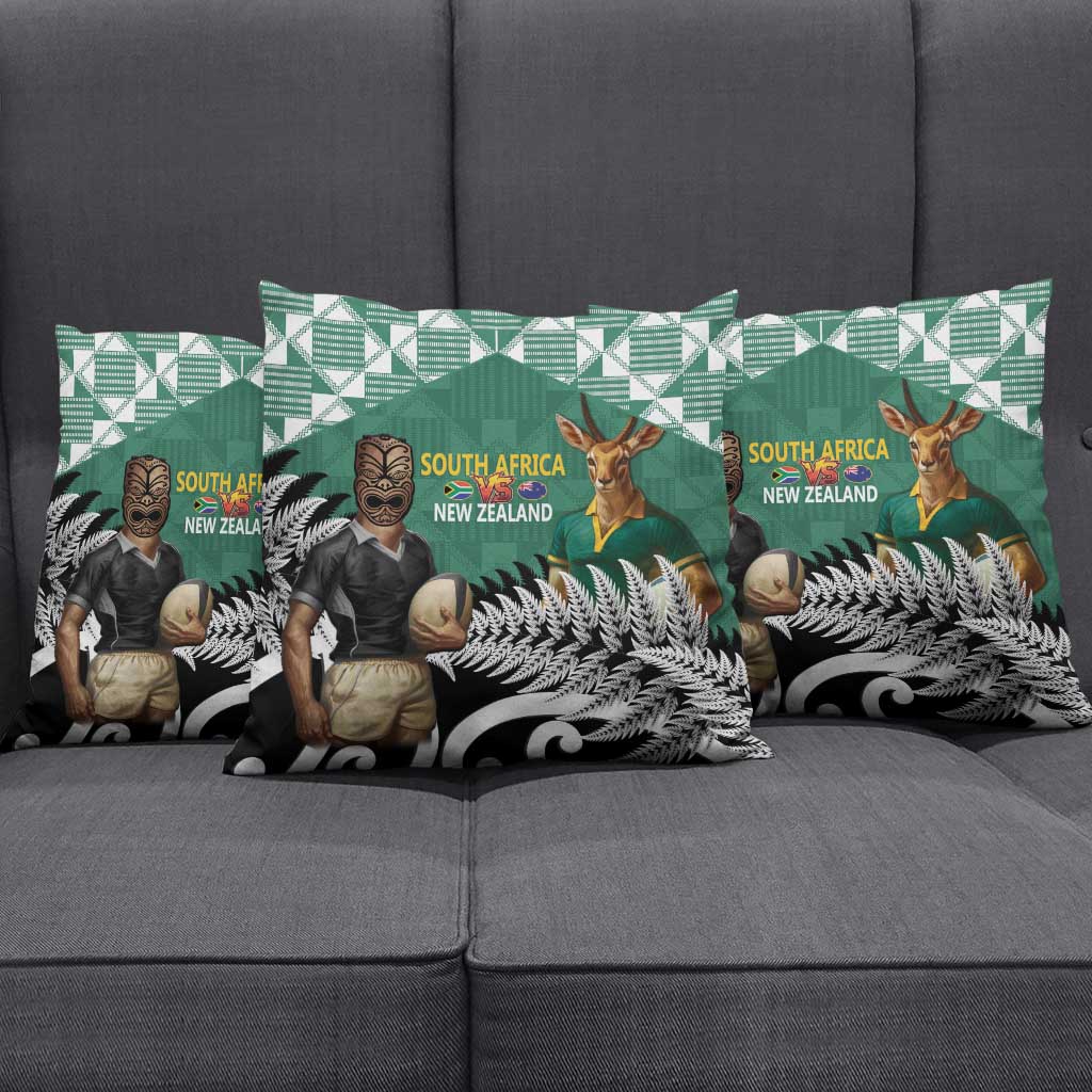 New Zealand South Africa Rugby Pillow Cover Springboks Kente All Black Maori Together - Aussie Hoodie