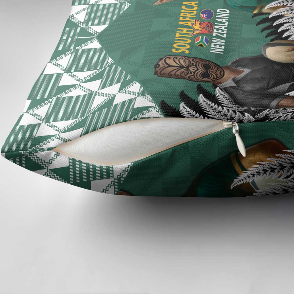 New Zealand South Africa Rugby Pillow Cover Springboks Kente All Black Maori Together - Aussie Hoodie