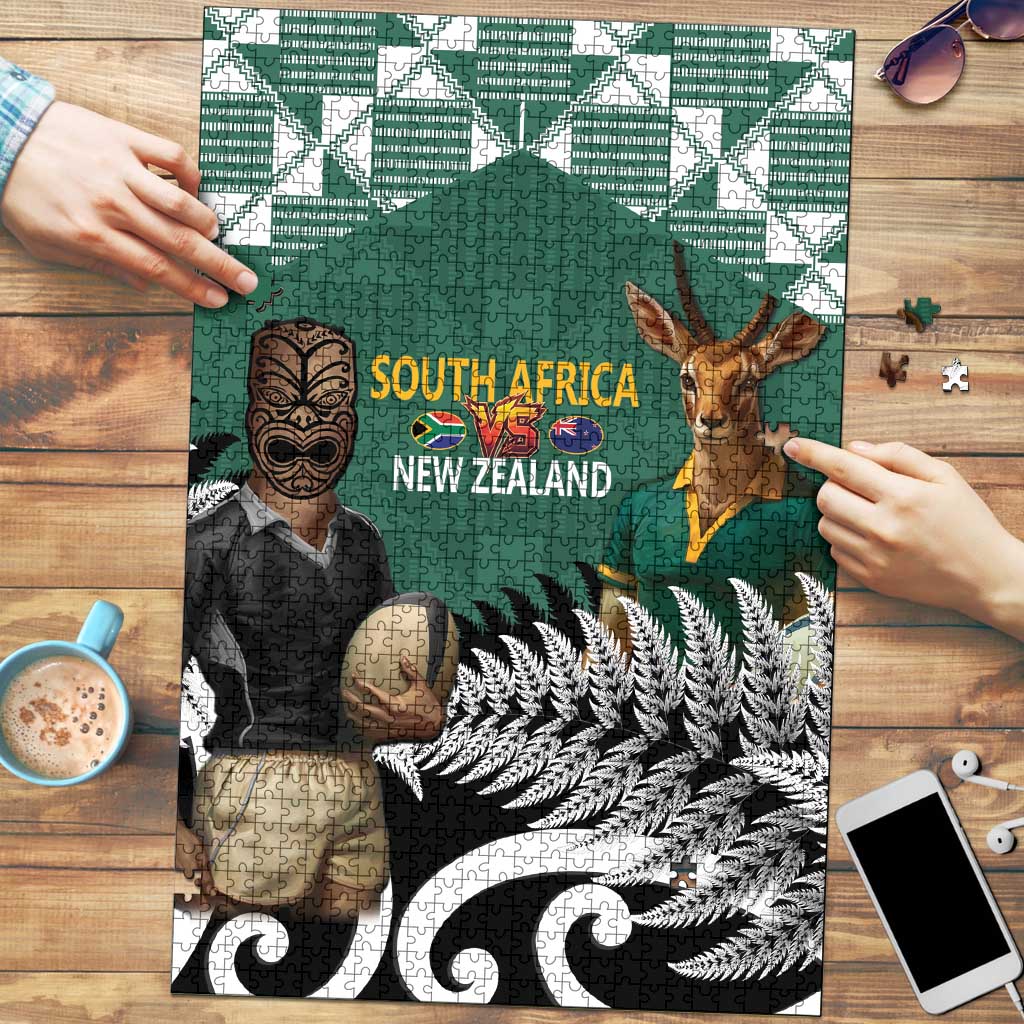 New Zealand South Africa Rugby Puzzle Springboks Kente All Black Maori Together - Aussie Hoodie