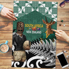 New Zealand South Africa Rugby Puzzle Springboks Kente All Black Maori Together - Aussie Hoodie