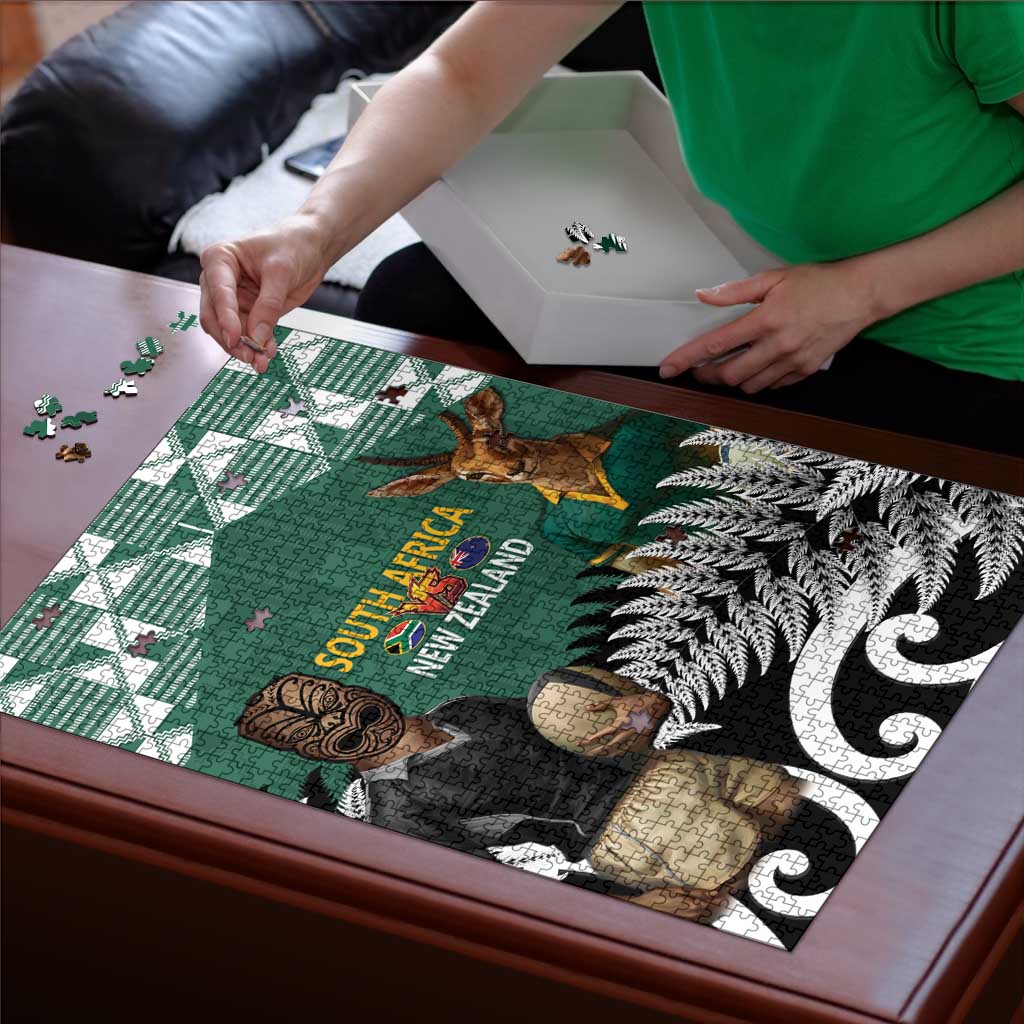 New Zealand South Africa Rugby Puzzle Springboks Kente All Black Maori Together - Aussie Hoodie