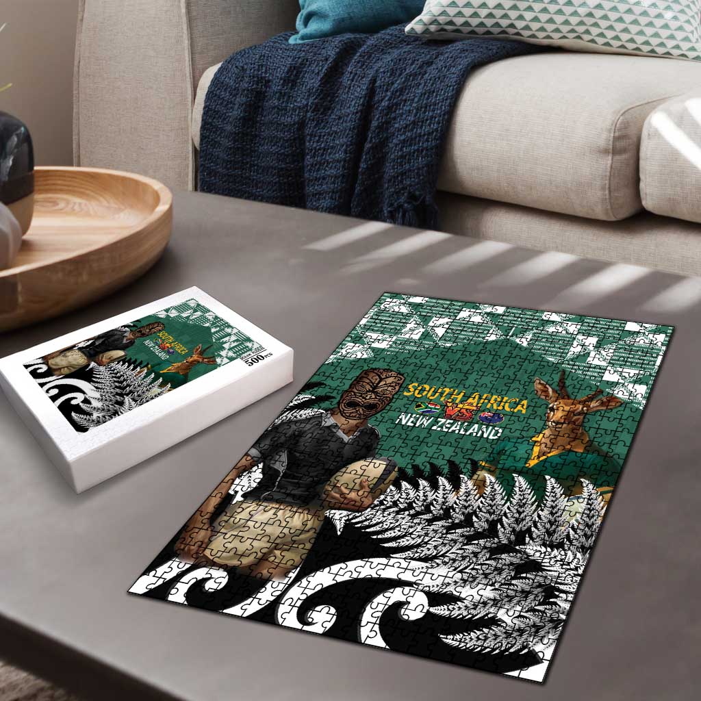 New Zealand South Africa Rugby Puzzle Springboks Kente All Black Maori Together - Aussie Hoodie