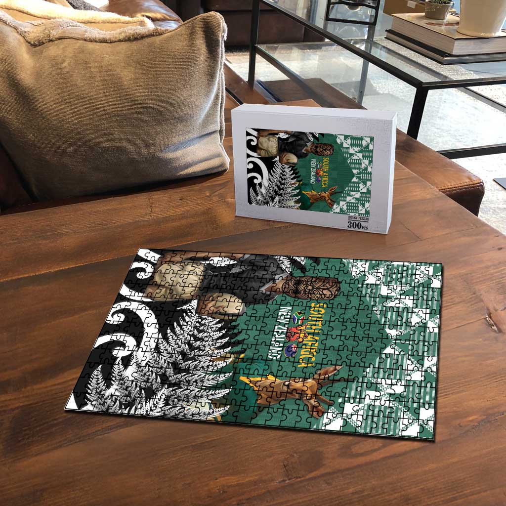 New Zealand South Africa Rugby Puzzle Springboks Kente All Black Maori Together - Aussie Hoodie