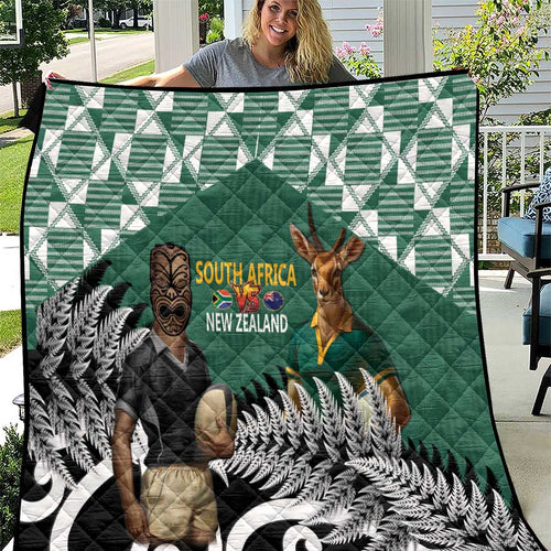 New Zealand South Africa Rugby Quilt Springboks Kente All Black Maori Together - Aussie Hoodie