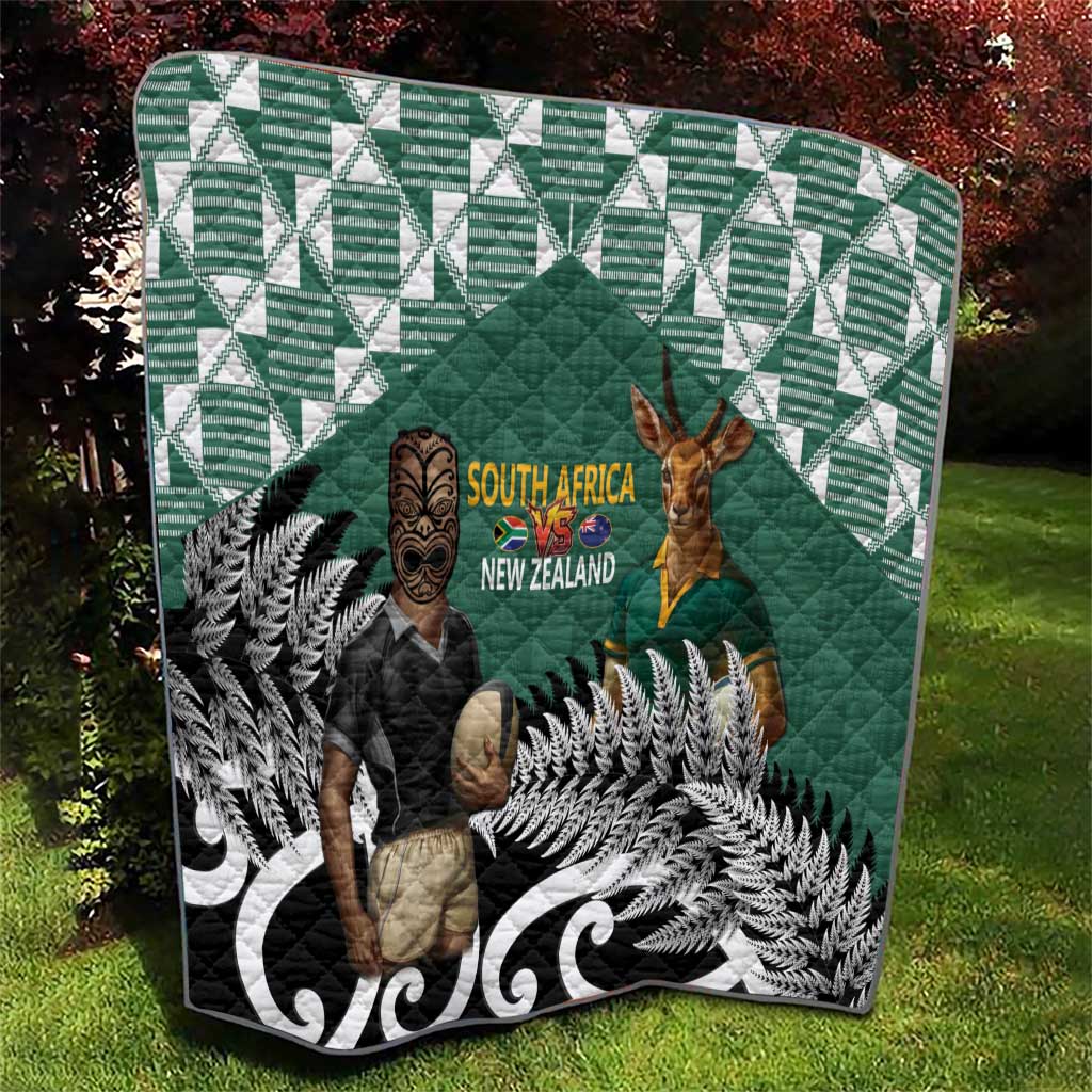 New Zealand South Africa Rugby Quilt Springboks Kente All Black Maori Together - Aussie Hoodie