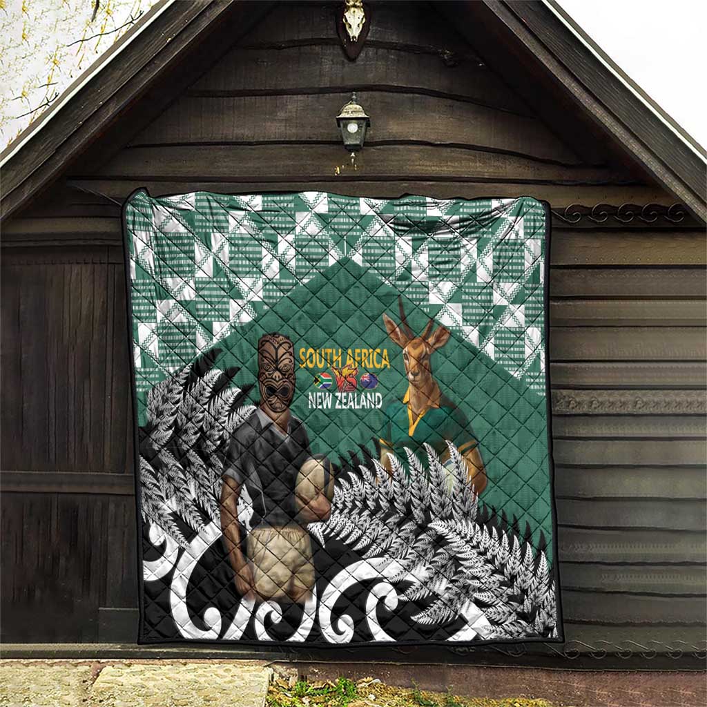 New Zealand South Africa Rugby Quilt Springboks Kente All Black Maori Together - Aussie Hoodie