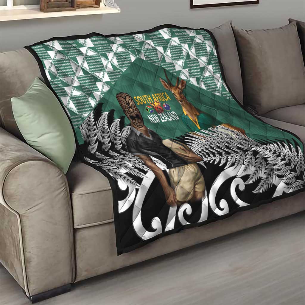 New Zealand South Africa Rugby Quilt Springboks Kente All Black Maori Together - Aussie Hoodie