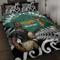 New Zealand South Africa Rugby Quilt Bed Set Springboks Kente All Black Maori Together - Aussie Hoodie