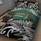 New Zealand South Africa Rugby Quilt Bed Set Springboks Kente All Black Maori Together - Aussie Hoodie