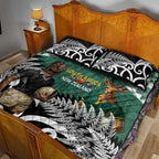 New Zealand South Africa Rugby Quilt Bed Set Springboks Kente All Black Maori Together - Aussie Hoodie