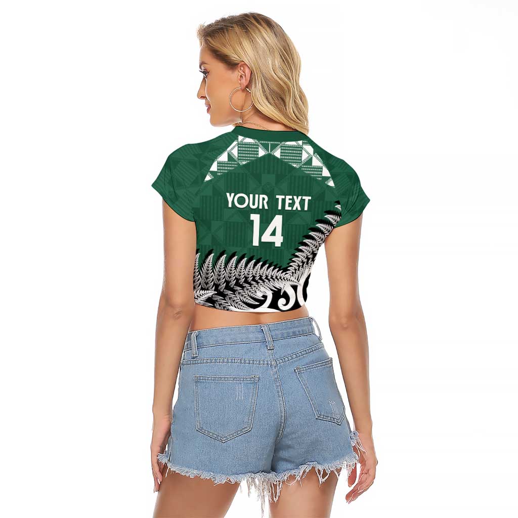New Zealand South Africa Rugby Custom Raglan Cropped T Shirt Springboks Kente All Black Maori Together - Aussie Hoodie