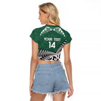 New Zealand South Africa Rugby Custom Raglan Cropped T Shirt Springboks Kente All Black Maori Together - Aussie Hoodie