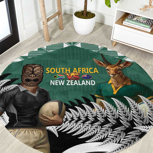 New Zealand South Africa Rugby Round Carpet Springboks Kente All Black Maori Together - Aussie Hoodie