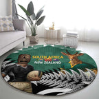 New Zealand South Africa Rugby Round Carpet Springboks Kente All Black Maori Together - Aussie Hoodie