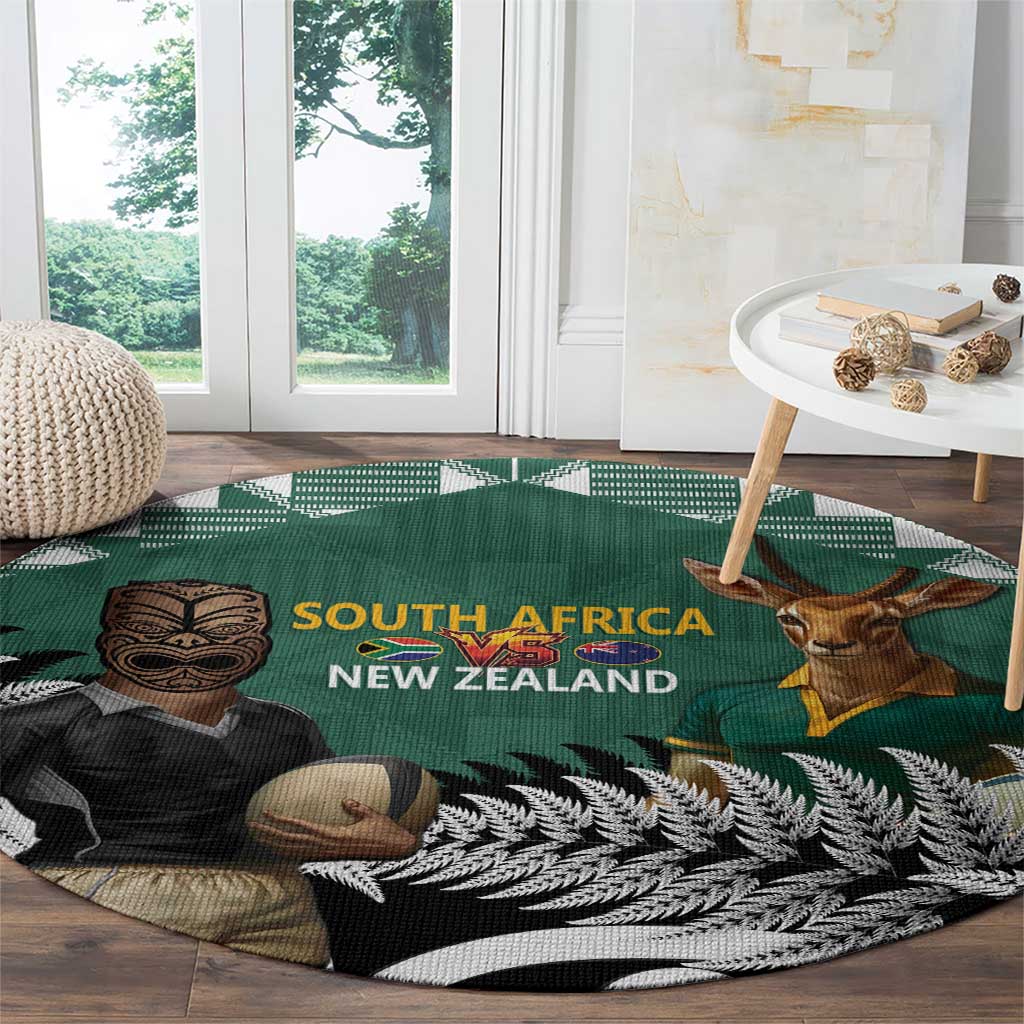 New Zealand South Africa Rugby Round Carpet Springboks Kente All Black Maori Together - Aussie Hoodie