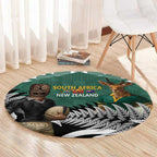 New Zealand South Africa Rugby Round Carpet Springboks Kente All Black Maori Together - Aussie Hoodie