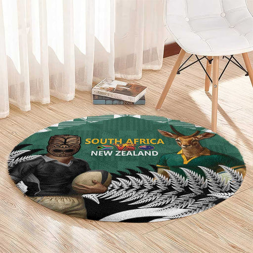 New Zealand South Africa Rugby Round Carpet Springboks Kente All Black Maori Together - Aussie Hoodie