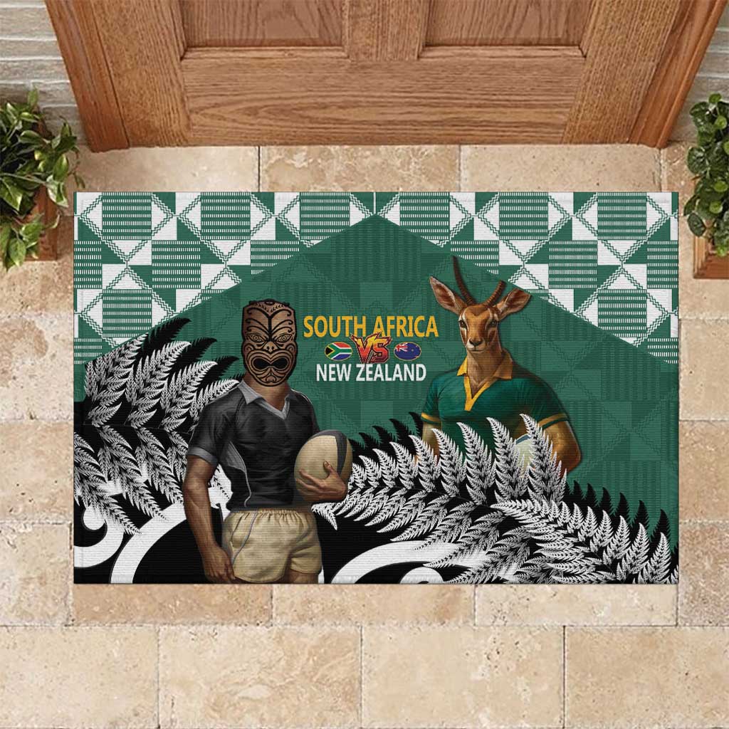 New Zealand South Africa Rugby Rubber Doormat Springboks Kente All Black Maori Together - Aussie Hoodie
