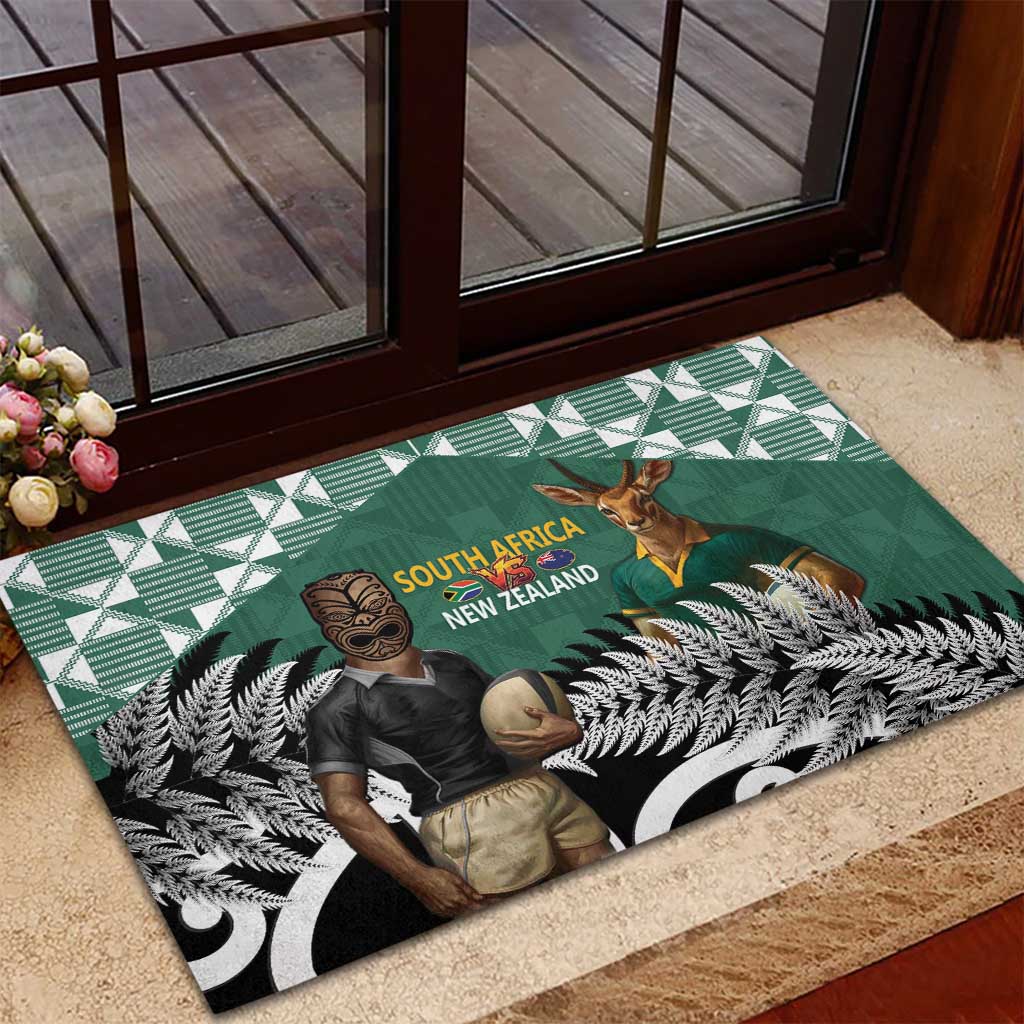 New Zealand South Africa Rugby Rubber Doormat Springboks Kente All Black Maori Together - Aussie Hoodie
